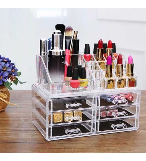 6 Drawers Clear Acrylic Jewelry And Cosmetic Storage Makeup Organizer